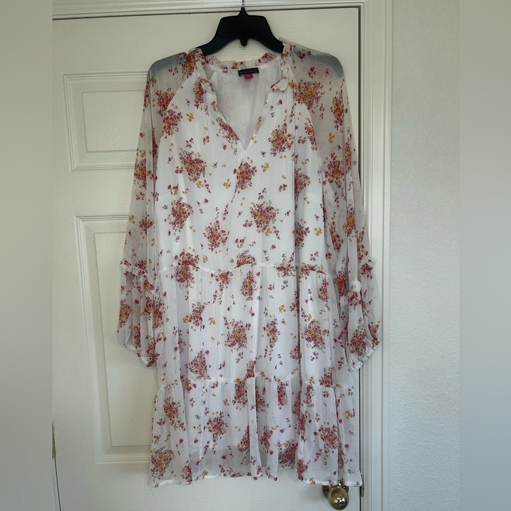 Vince Camuto White Floral Long Sleeve Dress xxl xl 16 18